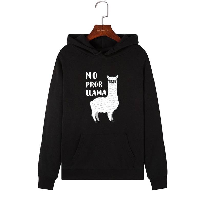 Sweatshirts Hooded Sweatshirt Funny Animal Llama Print  Pullover Hoodie