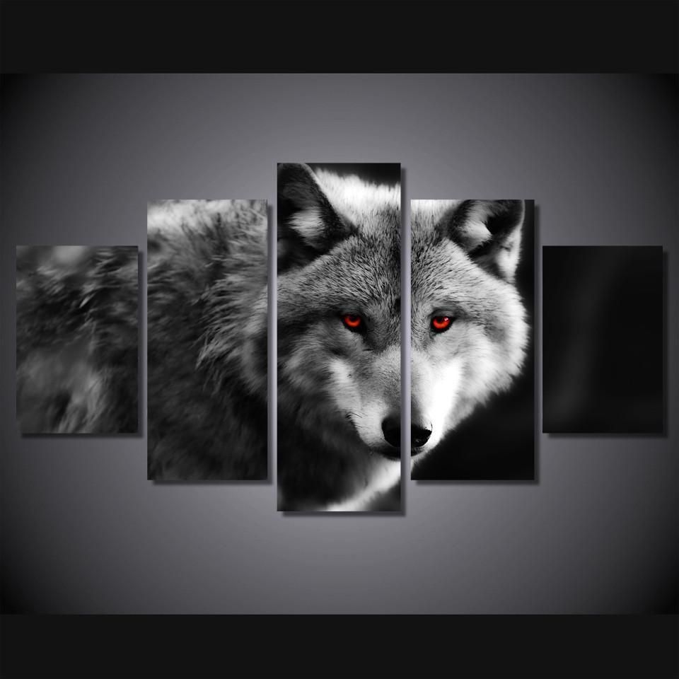 Wolf Spirit Abtract Animal 5 Panel Canvas Art Wall Decor