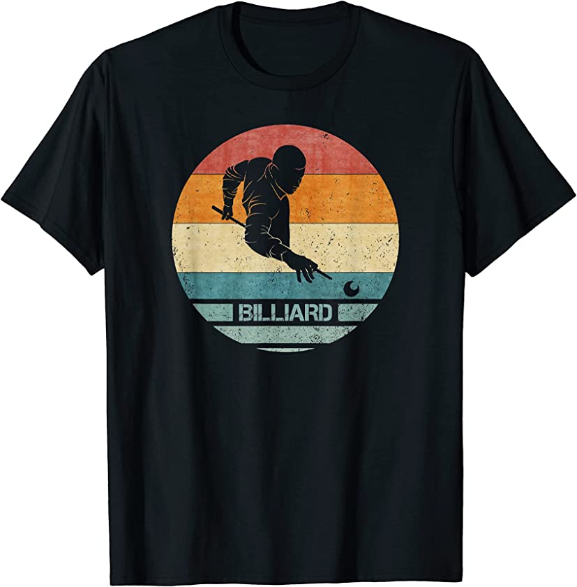 Vintage Retro Pool Billiard Snooker Silhouette Sunset Funny T-Shirt