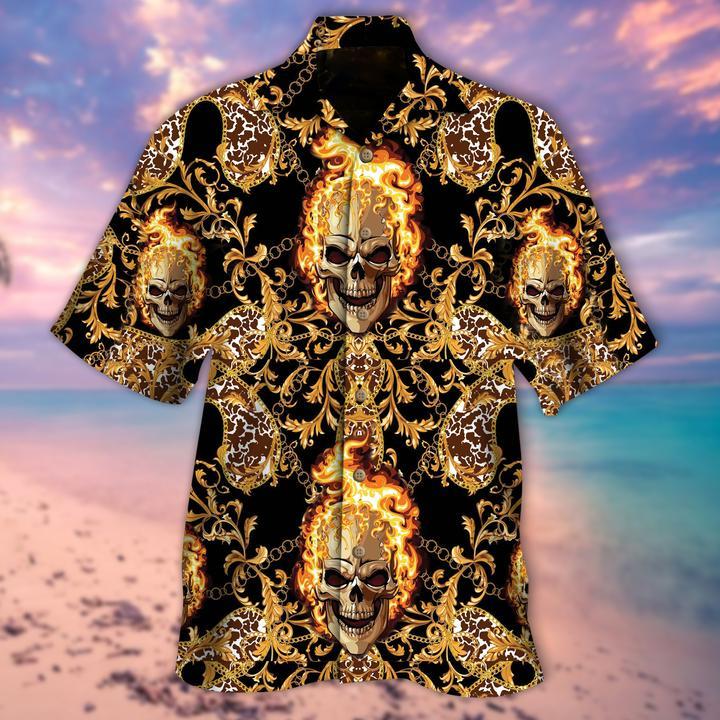 Fiery Skulls Hawaii Shirt Unisex Adult Ha1230