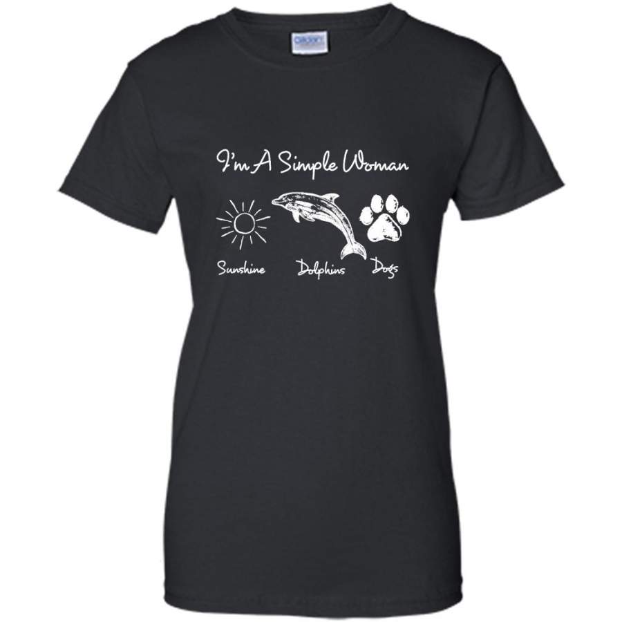 I’m A Simple Who Loves Woman Sunshine Dolphins Dogs – Gildan Women Shirt