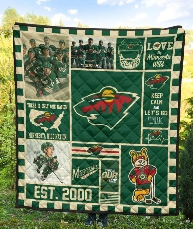 Minnesota Wild Quilt Blanket Fan Gift