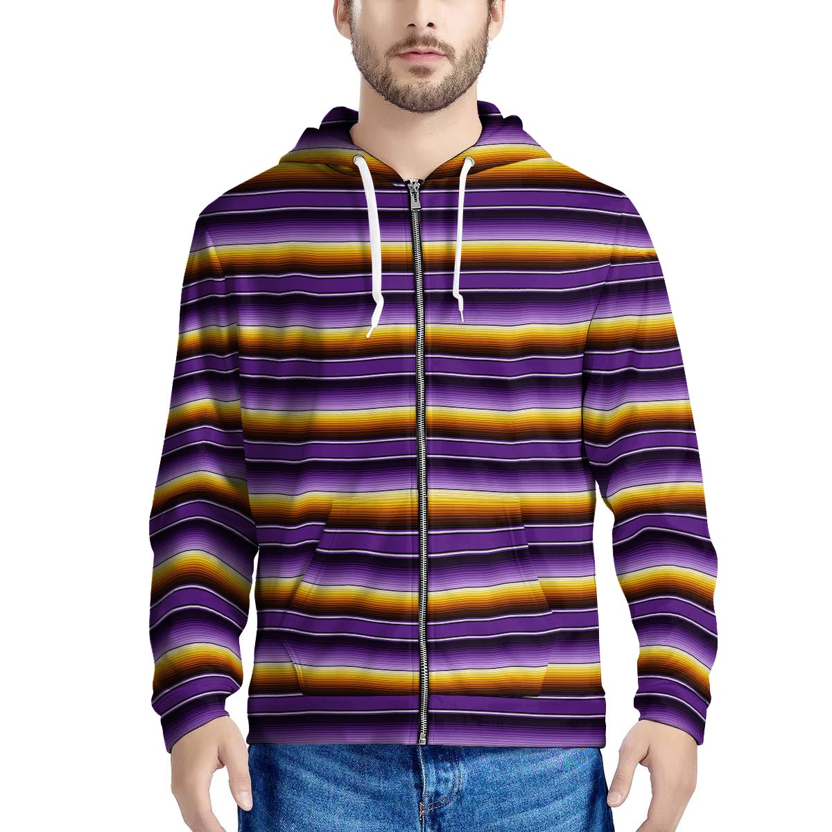 Yellow And Purple Mexican Baja Men’S Zip Up Hoodie