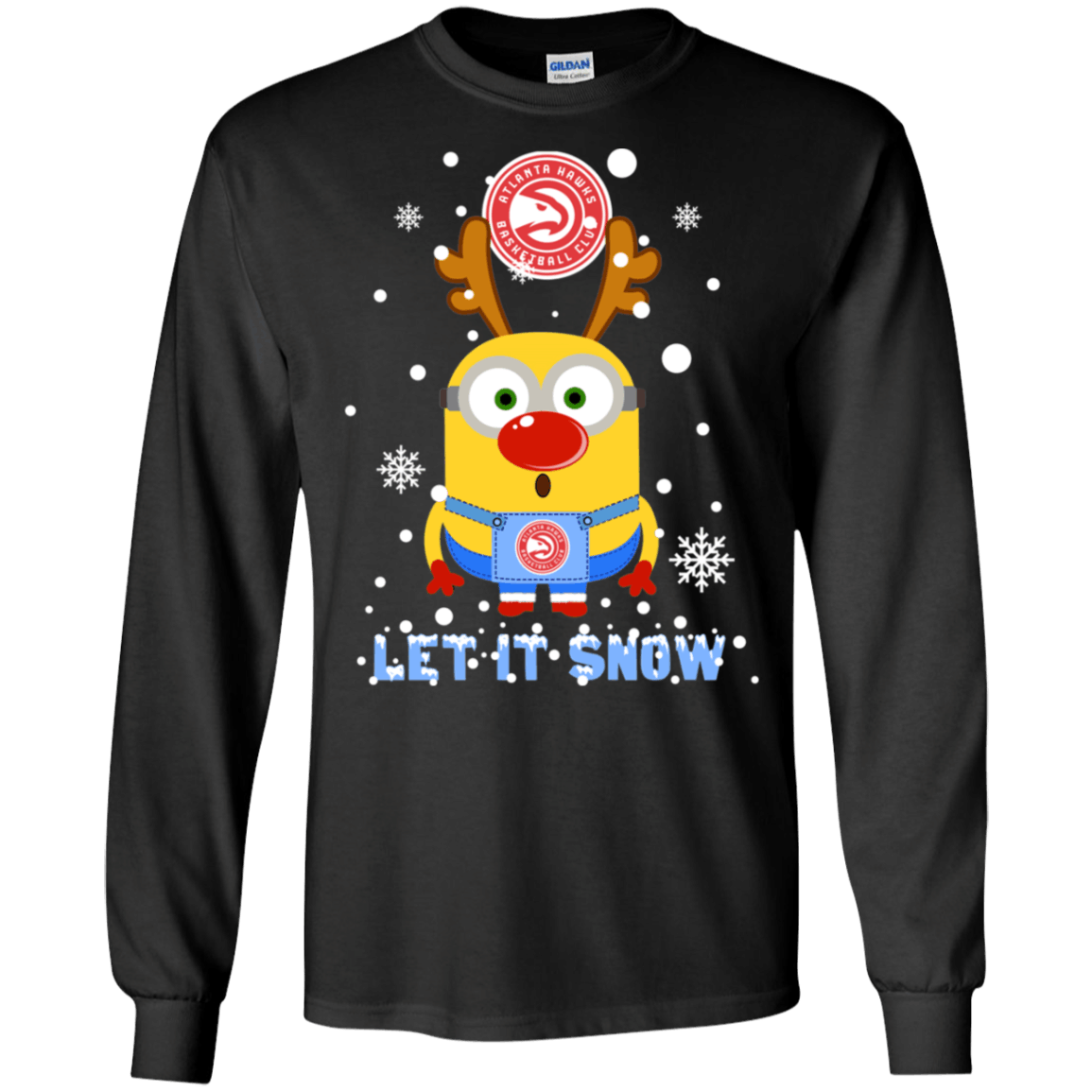 Buy Minion Atlanta Hawks Ugly Christmas Sweaters Let It Snow Ls Cotton T-Shirt