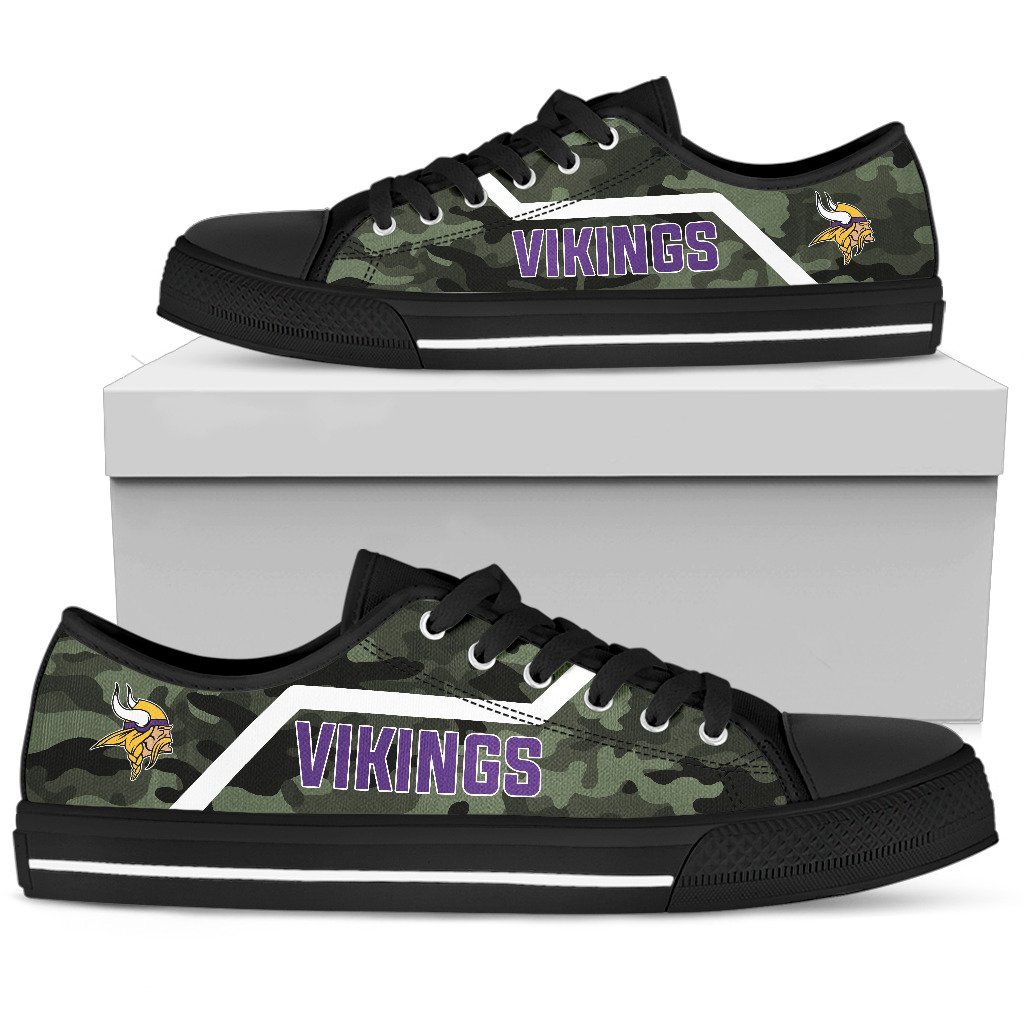 Camo Minnesota Vikings Logo Low Top Shoes