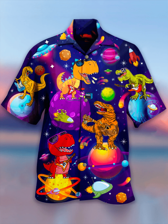 Cover Your Body With Amazing Dinosaur So Cute On Space Hawaii Aloha Shirts Ha54148