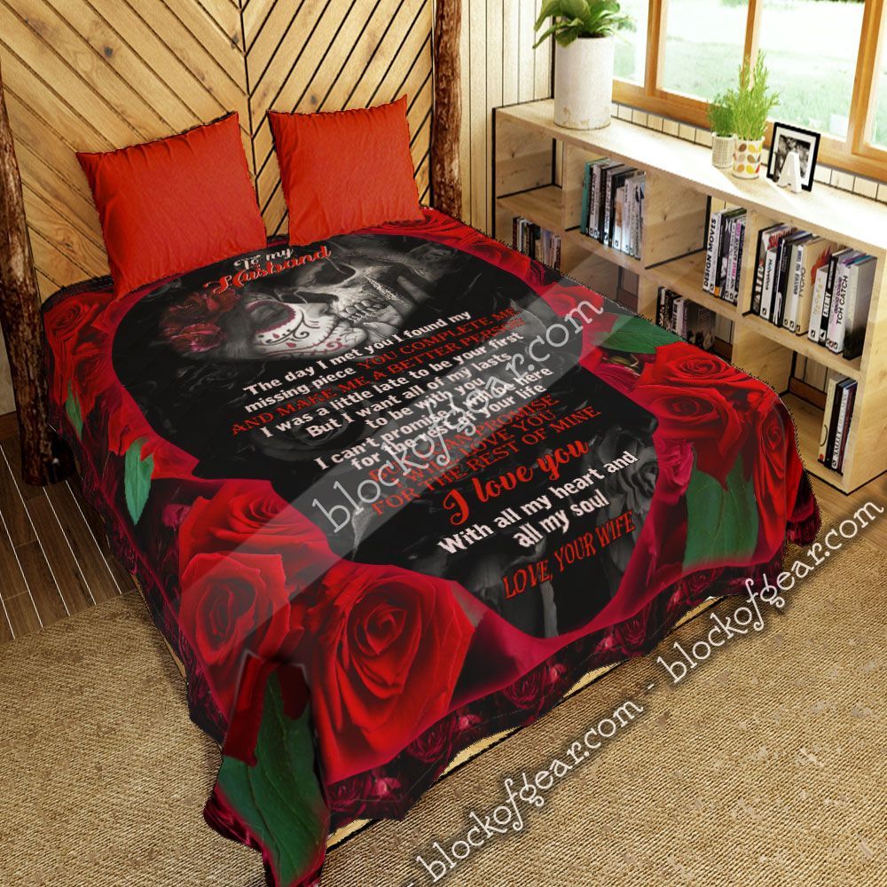 To My Husband Couple Skull Quilt Blanket QNK80