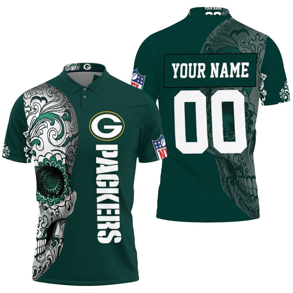 Green Bay Packers Nlf Fan Sugar Skull 3D Personalized Polo Shirt