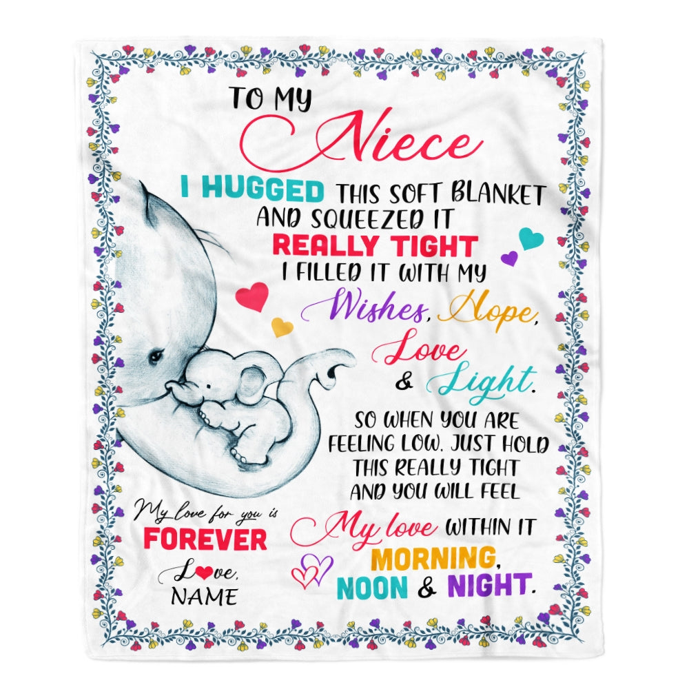 Personalized To My Niece Blanket From Aunt Titi Uncle Elephant I Huggest This Soft Blanket Niece Birthday Graduation Christmas Customized Bed Fleece Blanket