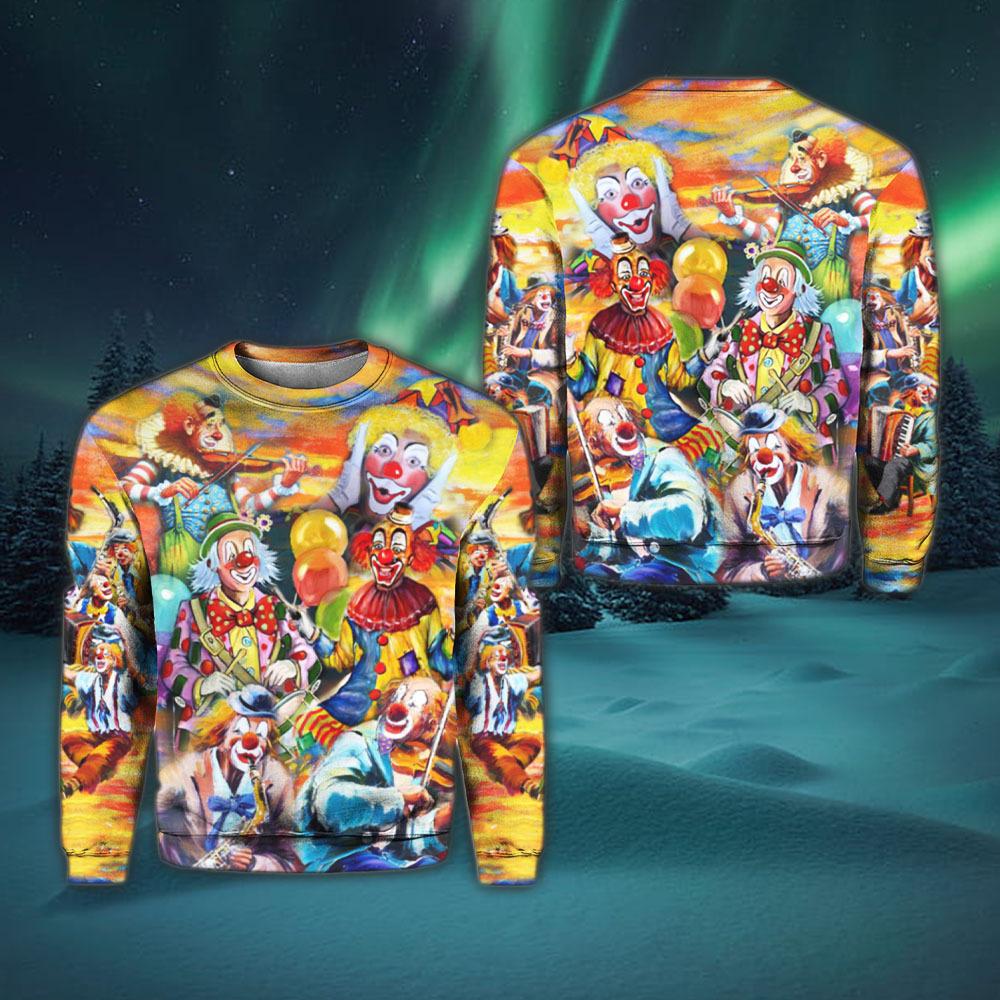 Clown Halloween Crewneck Sweatshirt All Over Print Sweatshirt For Women Sweatshirt For Men