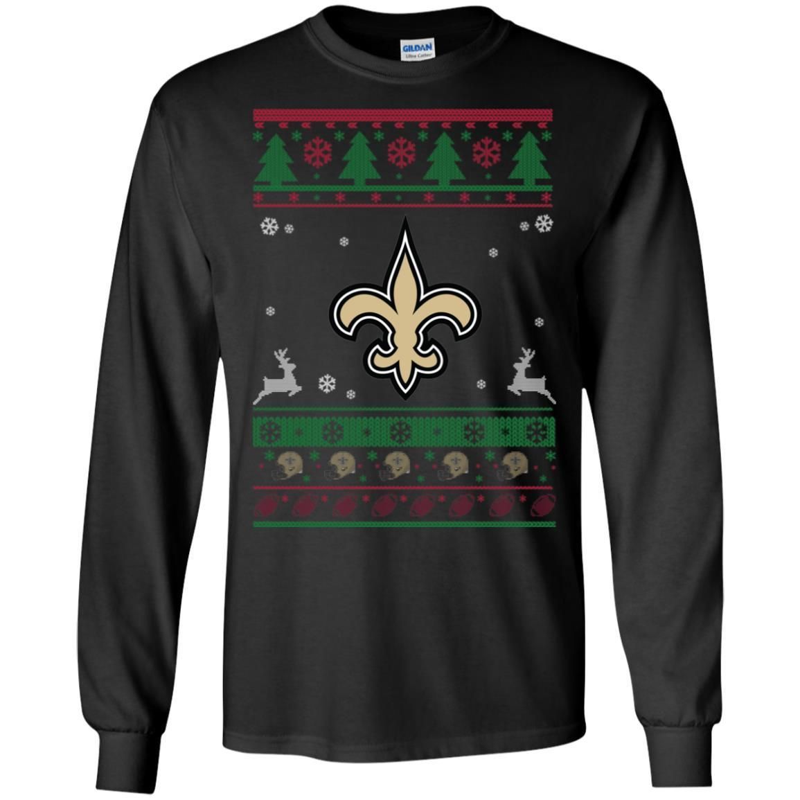 New Orleans Saints Logo Football Teams Ugly Christmas Sweater Men Long Sleeve Shirt