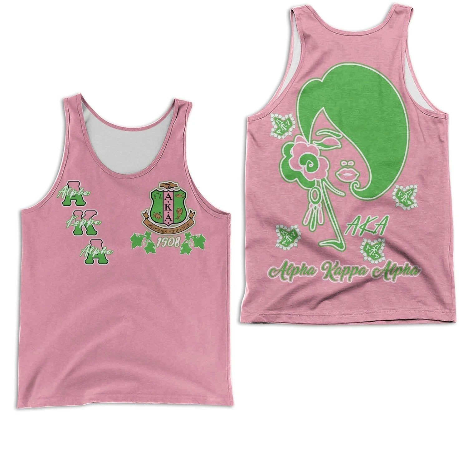 Wonderprint Tank Top Ivy League Alpha Kappa Alpha Pretty Girl Racerback Tank