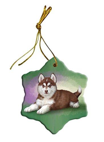 Siberian Husky Puppy Star Porcelain Ornament Spor48118