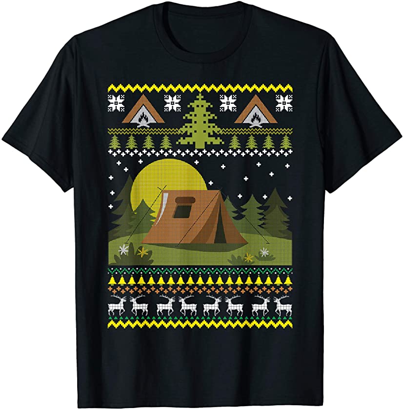 Camping Ugly Christmas Funny Happy Holidays Outdoors Gift T-Shirt