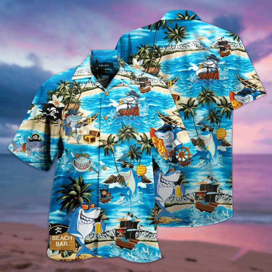 Funny Shark Beach Tropical Vibe Hawaii Aloha Shirts Ha57556