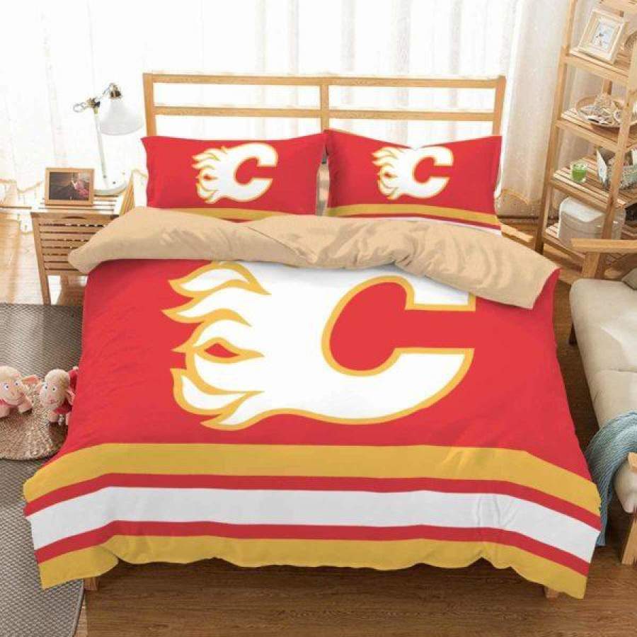 Calgary Flames National Hockey League #1 Duvet Cover Quilt Cover Pillowcase Bedding Set Bed Linen Home Decor