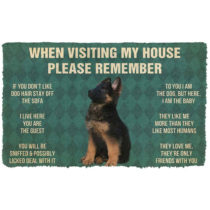 Waybackapparel Please Remember German Shepherd Puppy Dogs House Rules Custom 3D Doormat