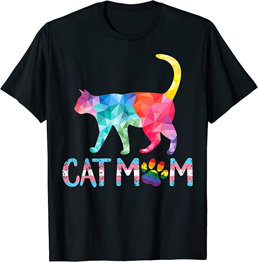 Cat Mom LGBT Rainbow Gay Pride Transgender Trans Kitten Mama T-Shirt