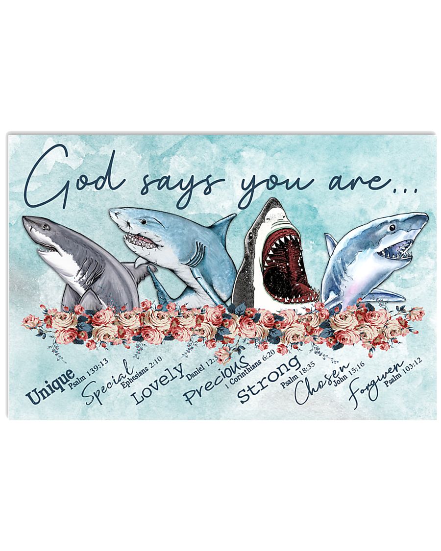 Shark God Says You Are Poster Poster Print, Canvas Print Wall Art, Canvas Poster Wall Decor