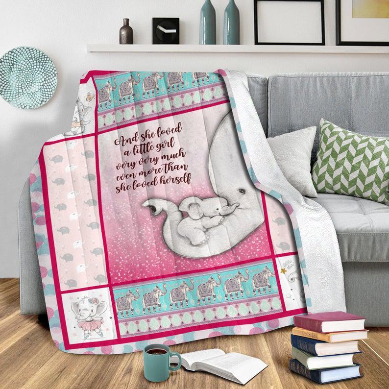 She Loved A Little Girl Very Much Elephant Fleece Blanket, Love Animal Fleece Blanket, Picnic Blanket,Outdoor Blanket,Baby Blanket