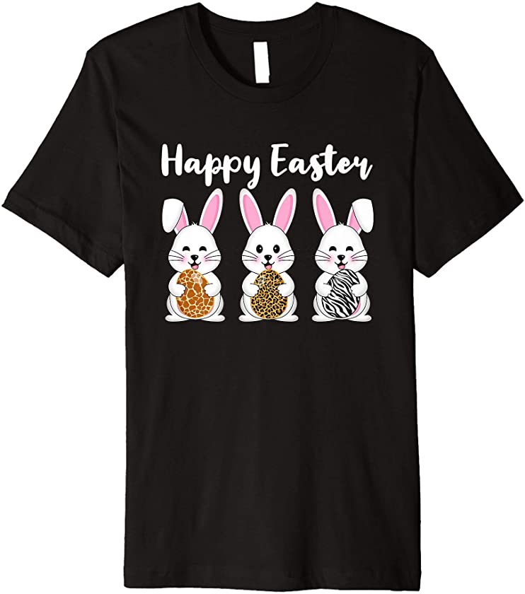 Happy Easter Bunny Egg Leopard Giraffe Zebra For Boys Girls Premium T-Shirt