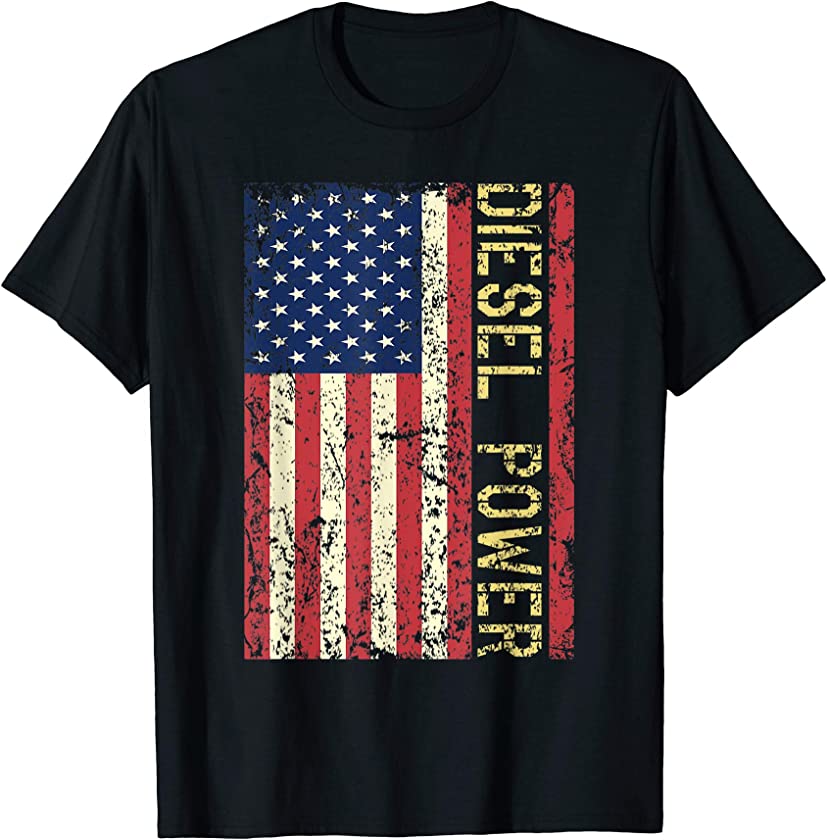 Vintage USA Flag Diesel Power Patriotic Truck Turbo Mechanic T-Shirt