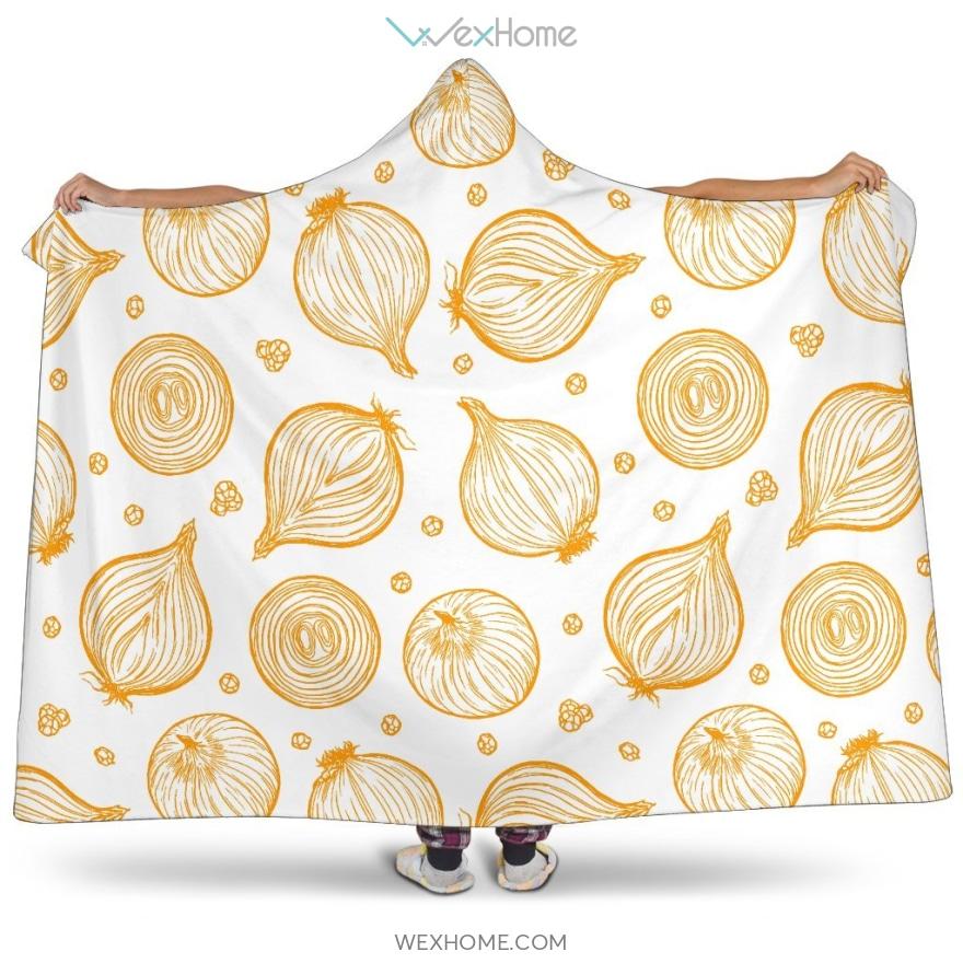 Hand Drawn Onion Pattern Hooded Blanket