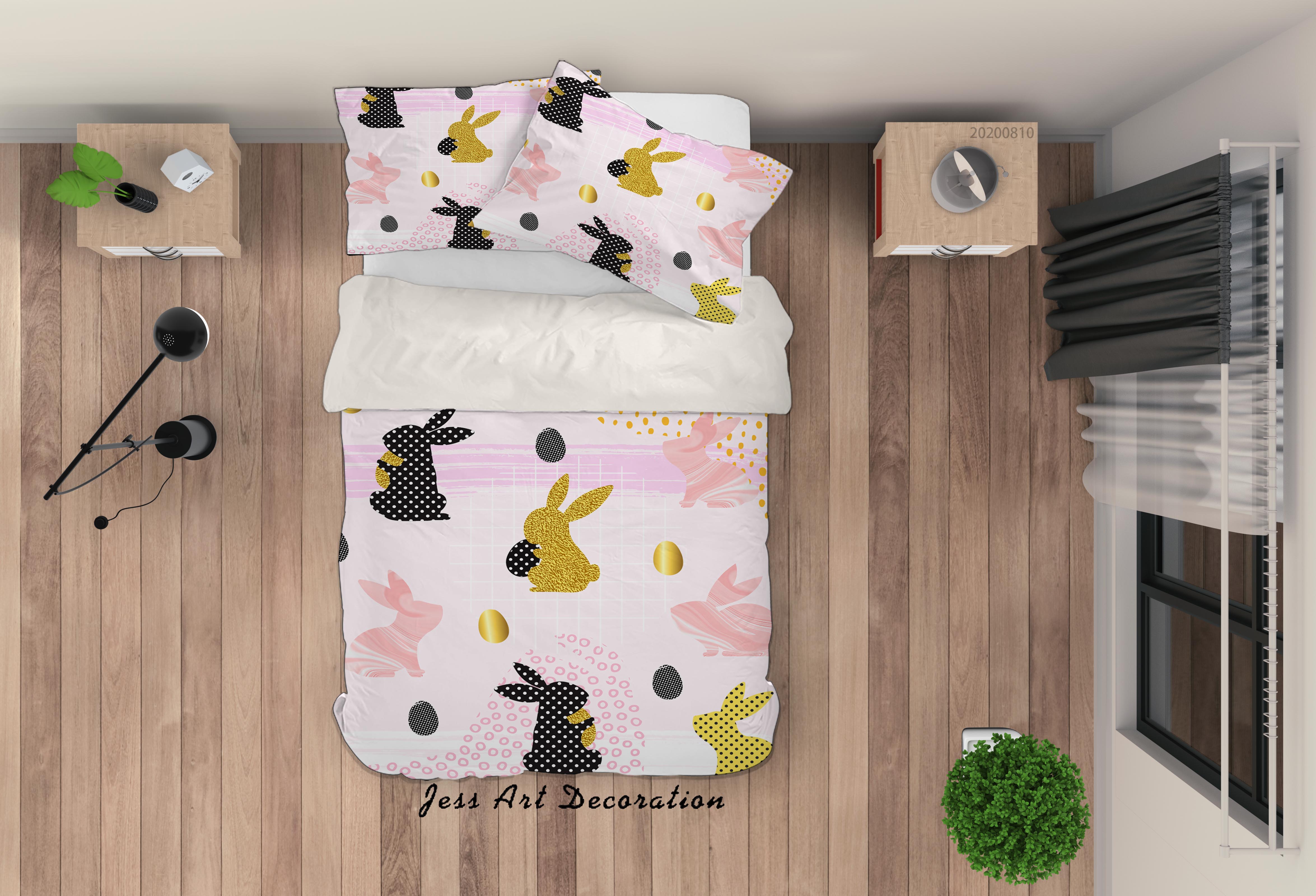 3D Colorful Bunny Animal Quilt Cover Set Bedding Set Duvet Cover Pillowcases Lxl