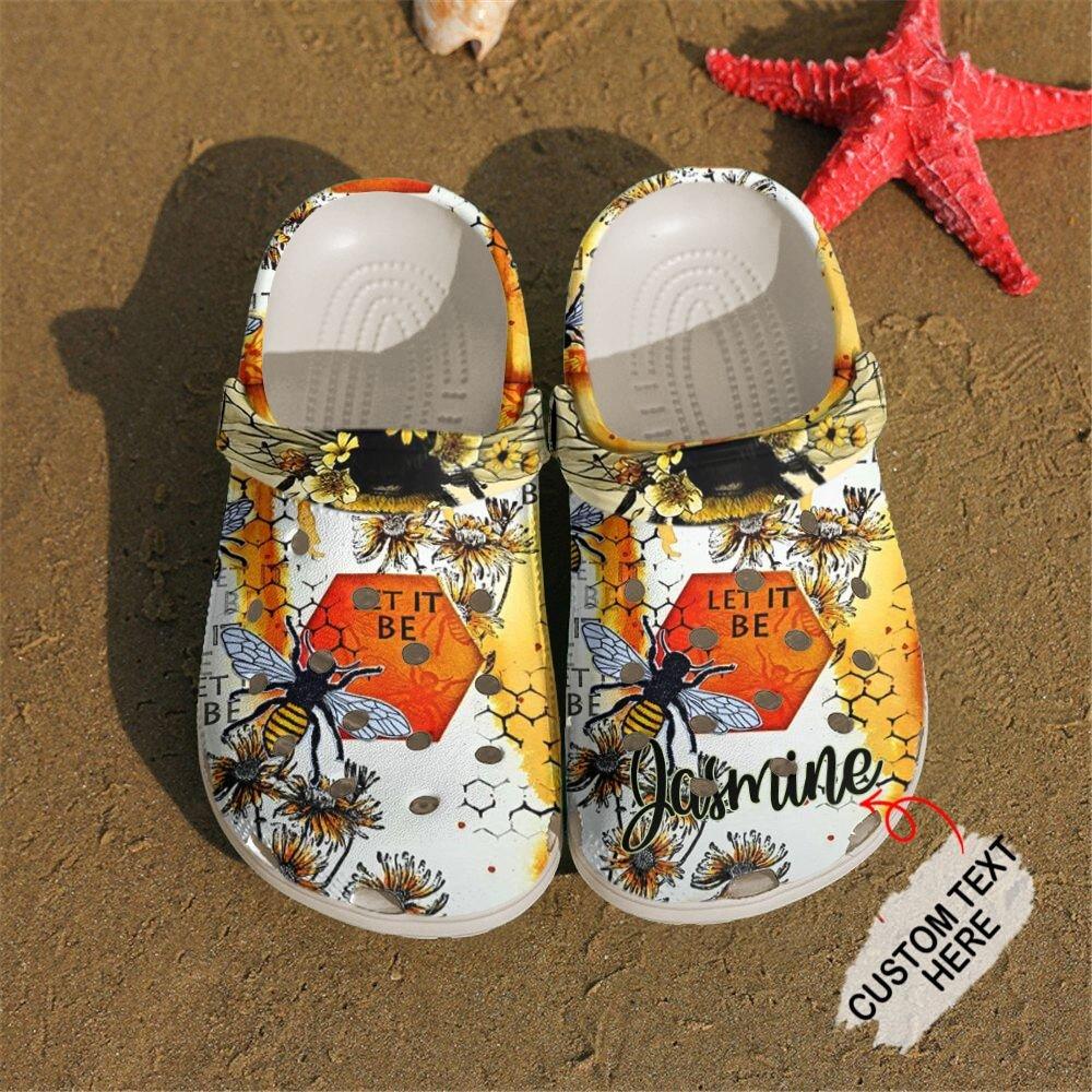 Bee Personalized Clog, Custom Name, Text, Color, Number Fashion Style For Women, Men, Kid, Print 3D Let It Bee