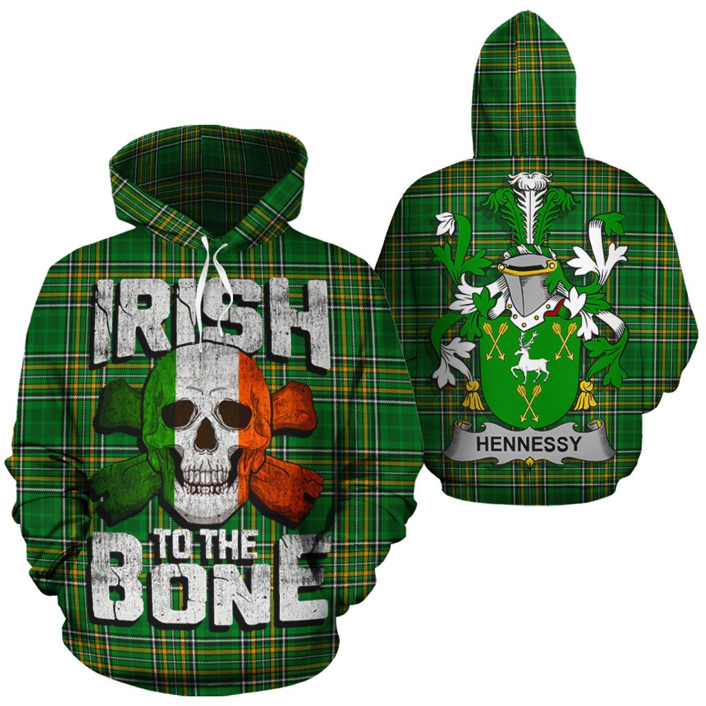 Hennessy Family Crest Ireland National Tartan Irish To The Bone Hoodie K9