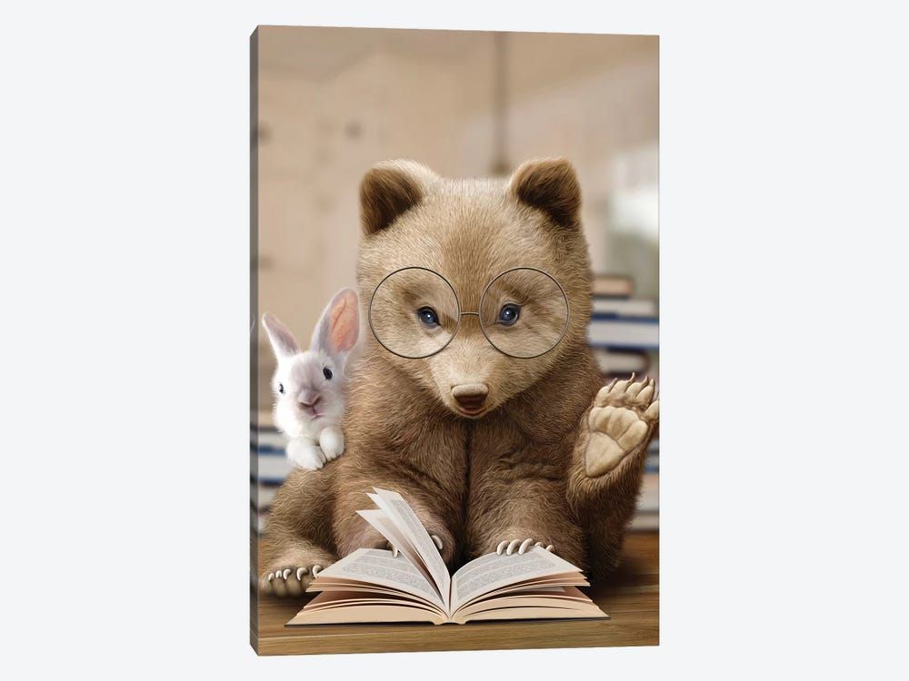 Bear Rabbit Book Canvas Poster 8″x12″ 12×18″ 18″x26″ 24″x36″ 30″x45″