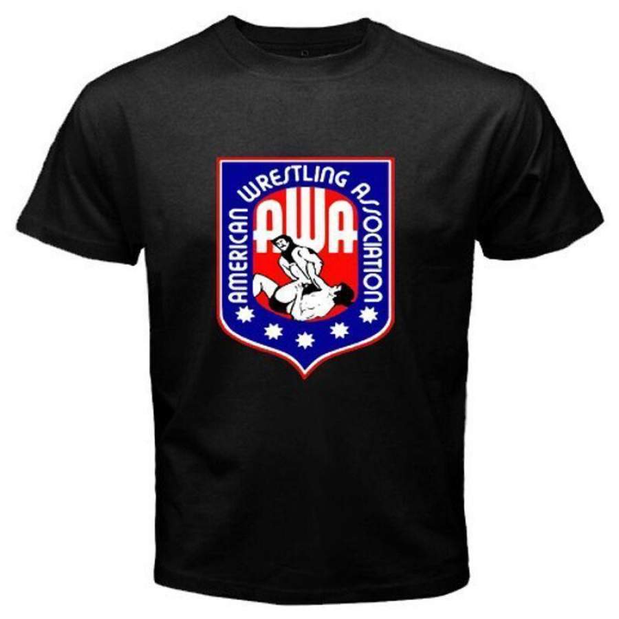 Awa Wrestling New American Wrestling Association Men’s Black T-Shirt