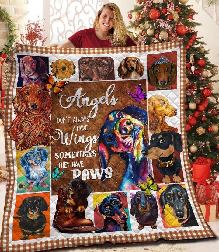 Angels Don’t  Always Have Wings – Dachshunds Quilt Blanket