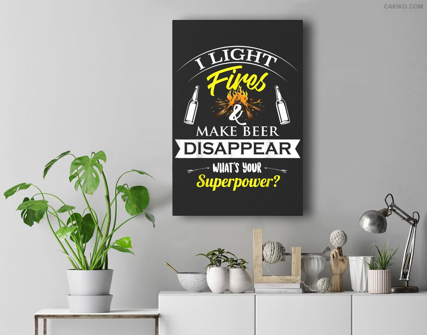 Funny I Light Fires Make Beer Disappear  Cool Camper Gift Premium  Canvas