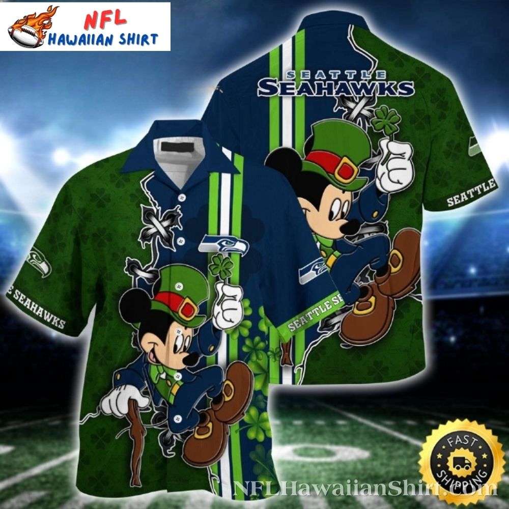 Mickey Mouse Saint Patrickæ Day Seahawks Hawaiian Shirt