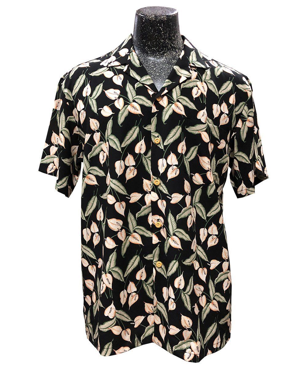 Mini Anthurium Black Hawaiian Shirt (magnum Pi) – Fashion Store