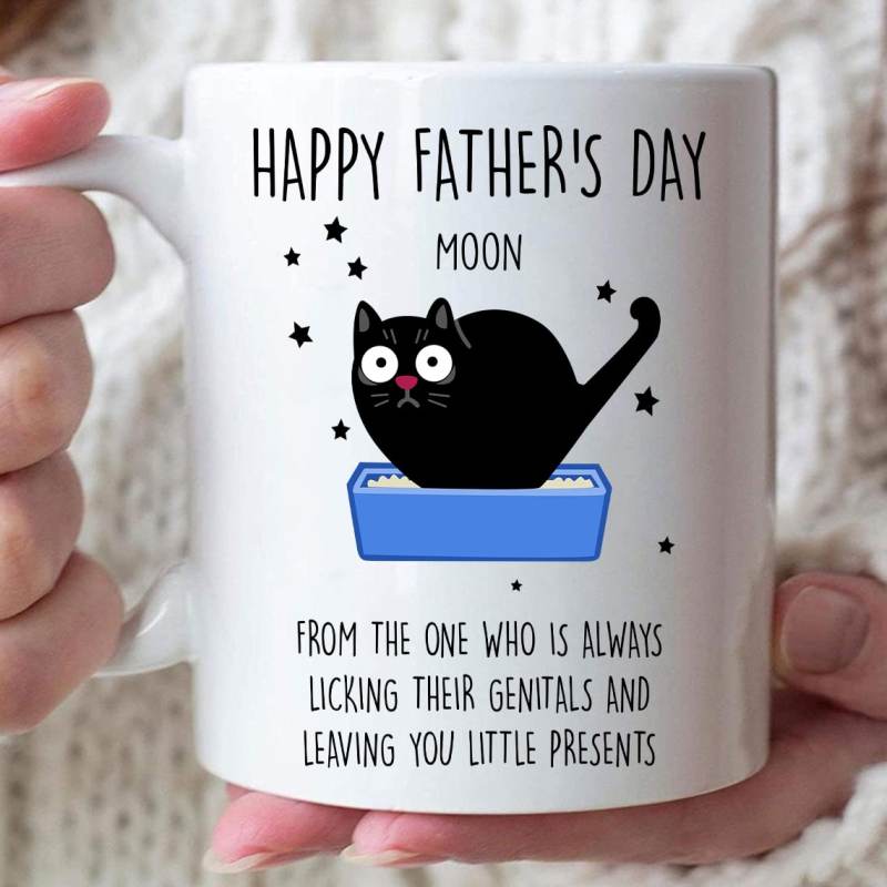 Personalized Gift For Cat Dad Happy Father’S Day From The One Who Is Always Licking Their Genitals Mug