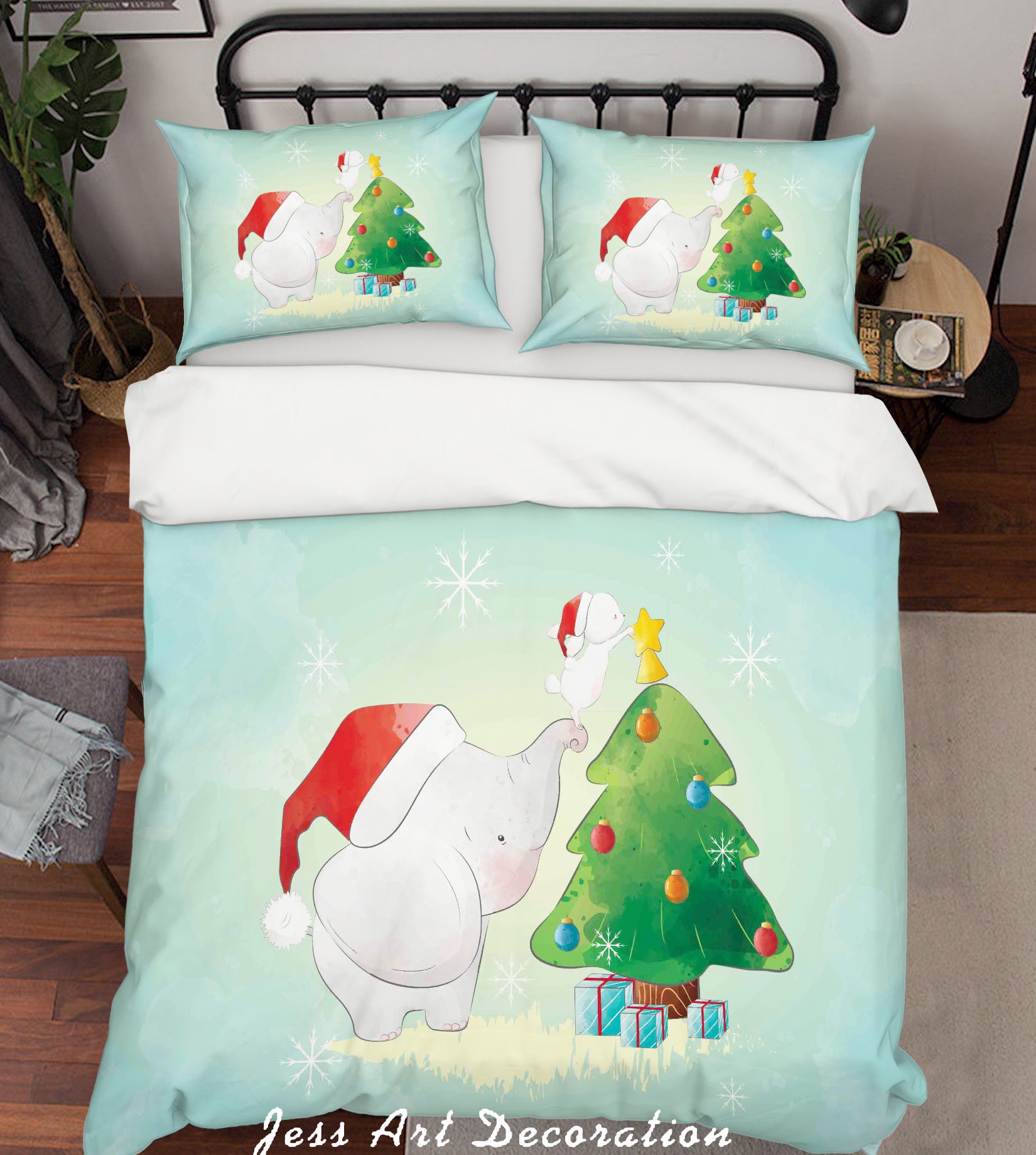 3D Elephant Rabbit Snowflake Christmas Tree Quilt Cover Set Bedding Set Duvet Cover Pillowcases Sf61