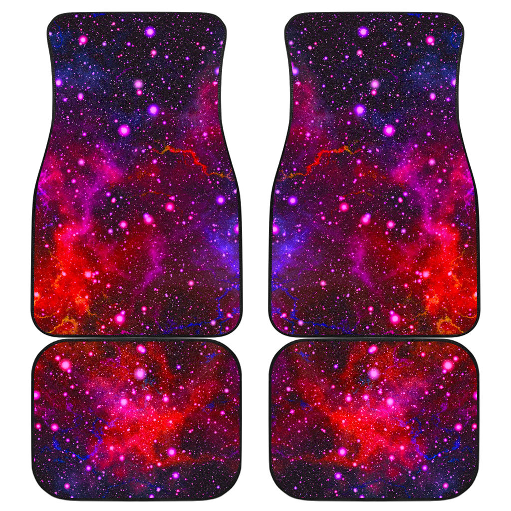 Purple Dark Galaxy Space Print Front And Back Car Floor Mats, Front Car Mat