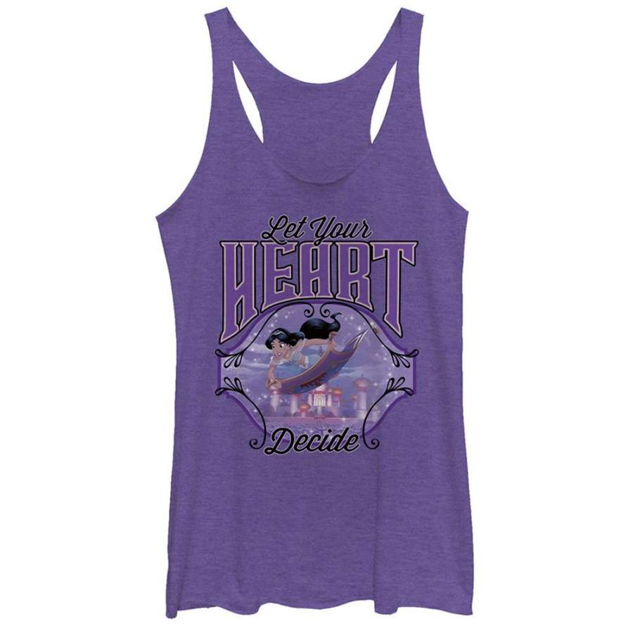 Aladdin Women’s Jasmine Heart Decide  Racerback Tank Purple Heather S