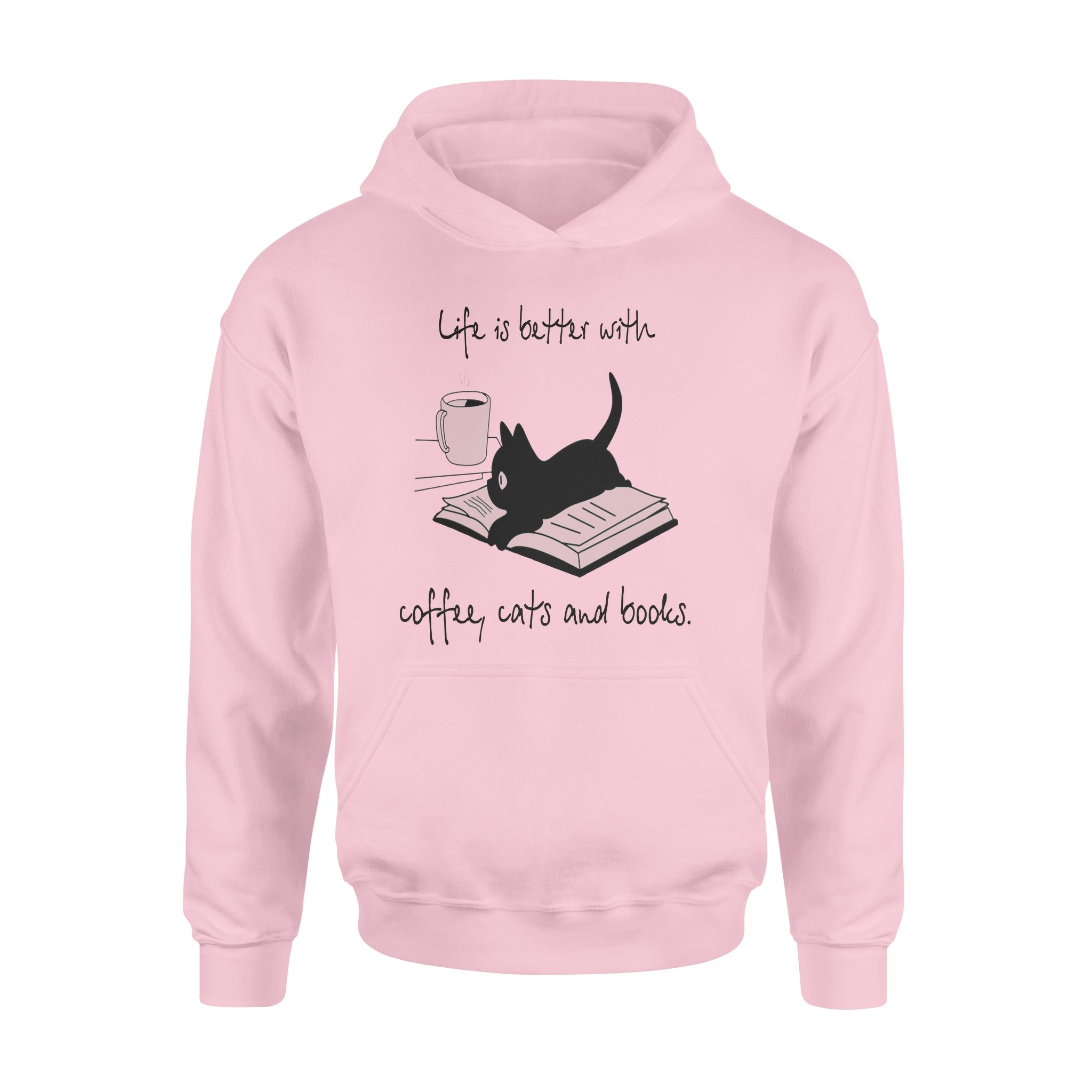 Nice Black Cat Life If Better With Coffee Cute Cats And Books – Standard Hoodie