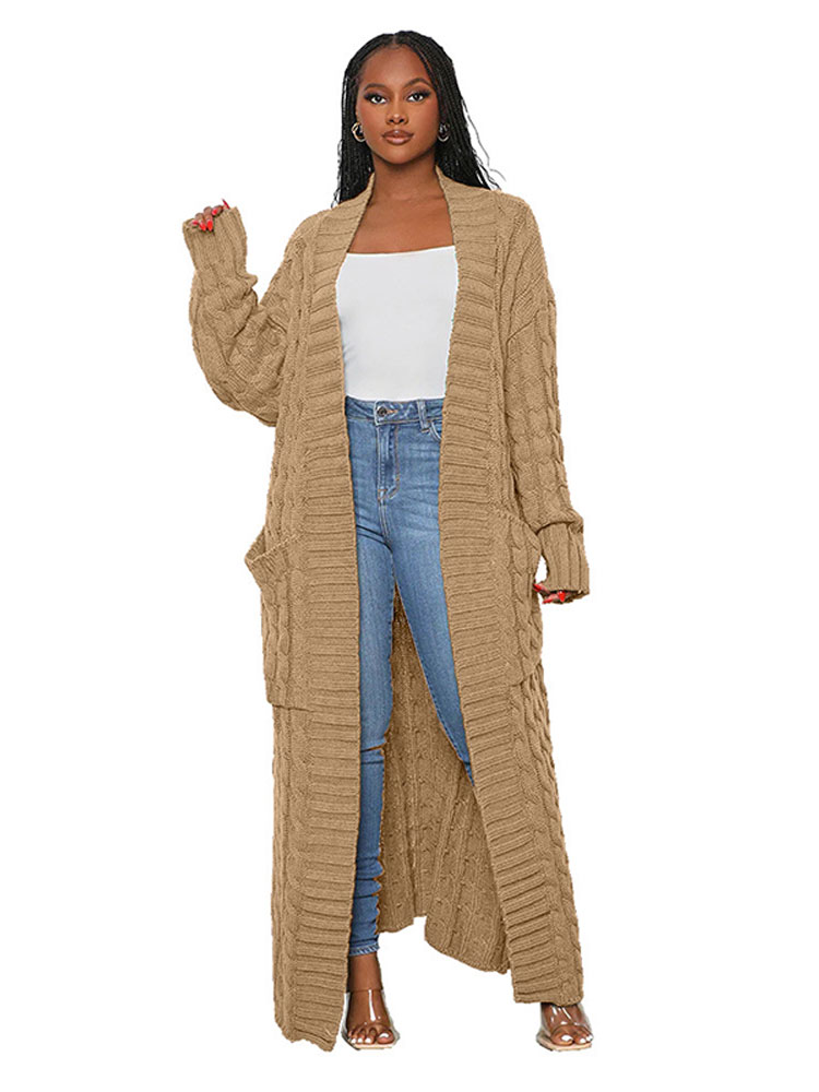 2022 Oversized Twist Long Cardigan Women Knitted Sweater Jacket With Pockets Autumn Winter Casual Long Sleeve Outwear Jumpers alx