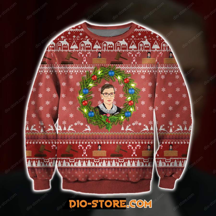 3D ALL OVER PRINT KNITTING PATTERN Ruth Bader Ginsburg UGLY CHRISTMAS SWEATER