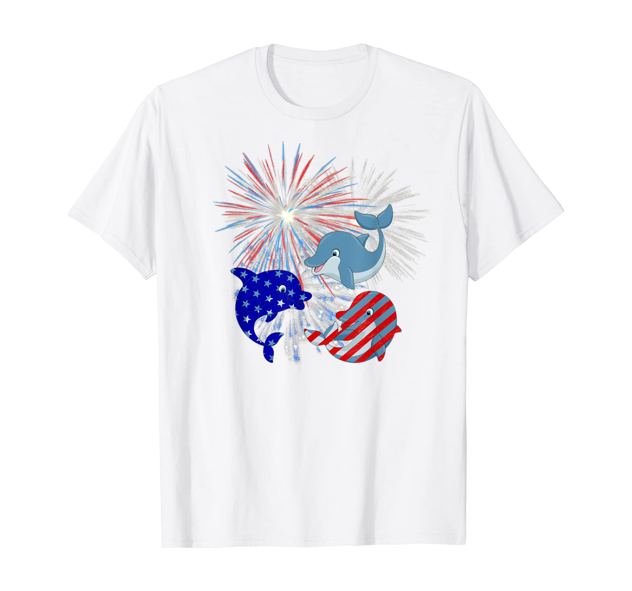 Red White Blue Dolphin Fireworks 4th Of July Shirt Gifts