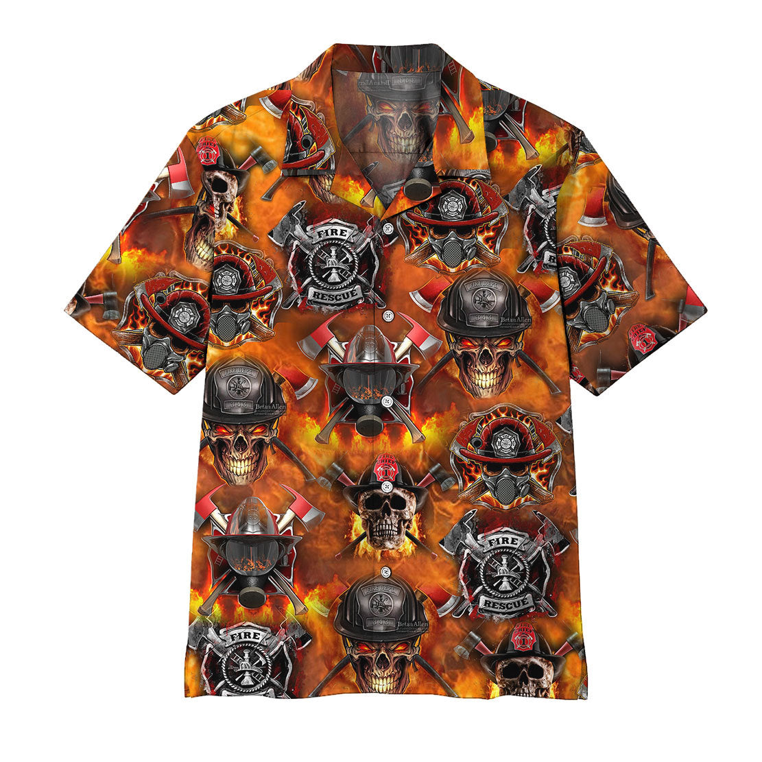 Gearhumans Firefighter Skull Hawaiian Shirt Ha27155