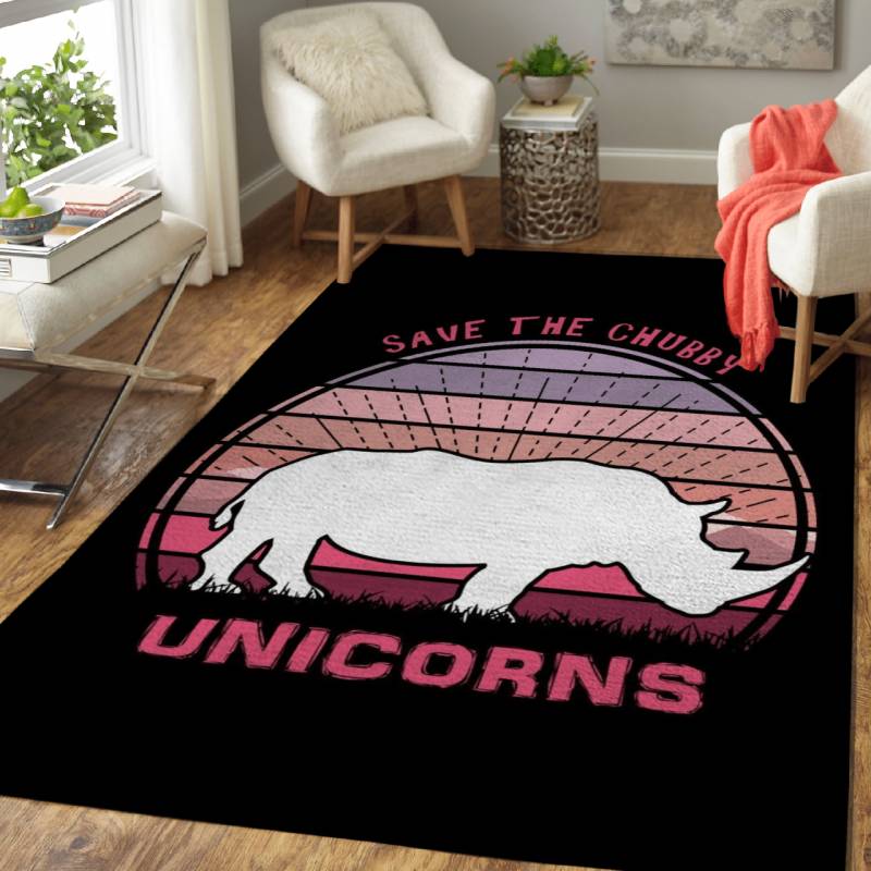 Save The Chubby Unicorns – Animals Vintage Sunset Area Rug Carpet