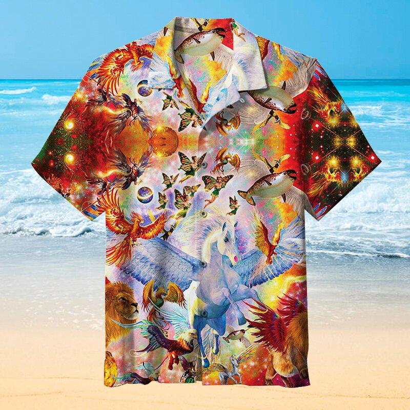 Retro Fantasy Animals Hawaiian Shirt | For Men & Women | Adult | Hw6401