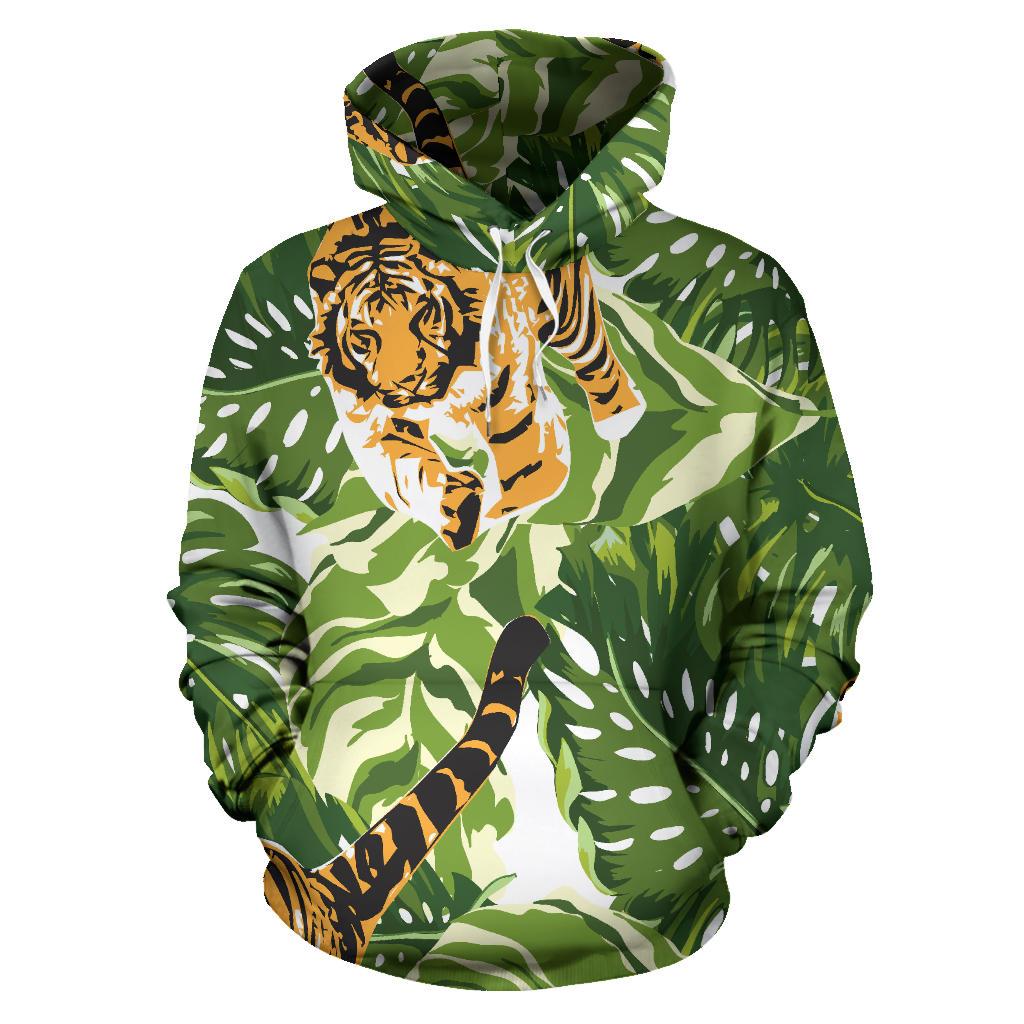 Bengal Tiger Pattern leaves Men Women Pullover Hoodie