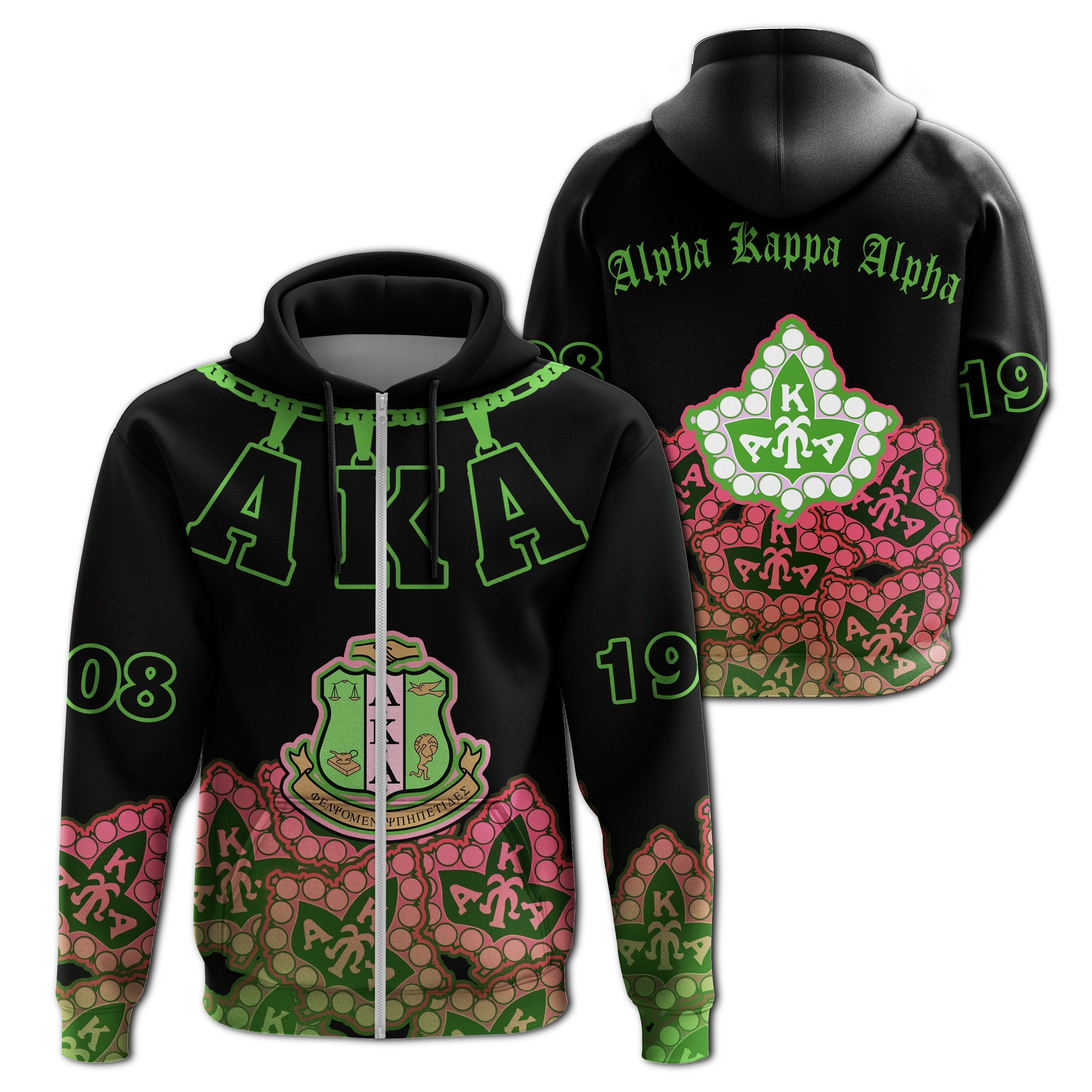 Greek Life Hoodie – Alpha Kappa Alpha Zip Hoodie – Midu Style