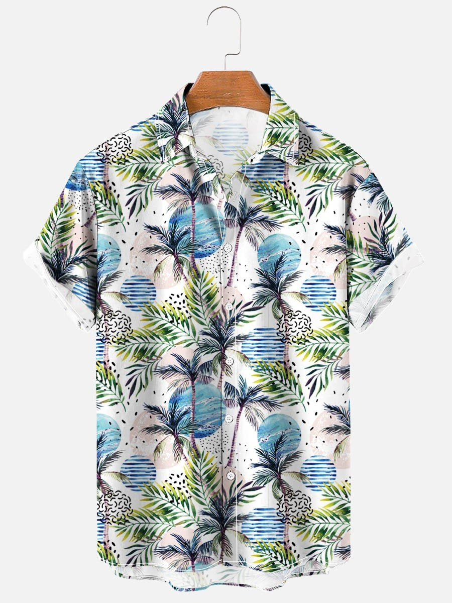 Tropical Plant Print Hawaii Short Sleeve Shirt Ha50488